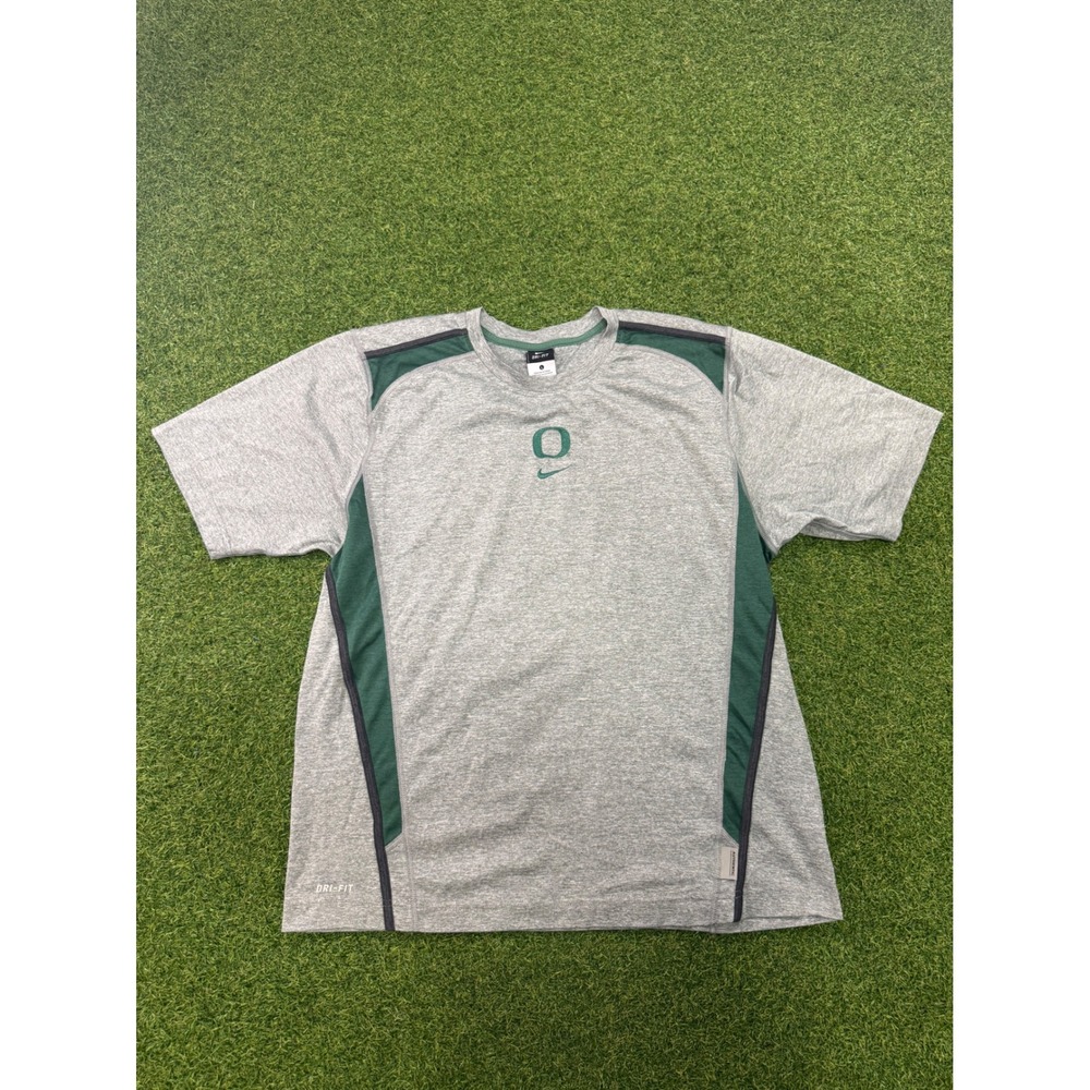 Nike Oregon Ducks Dri-FIT Shirt Mens Large Grey Green Training Performance Tee